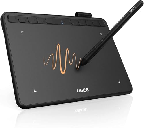 Ugee Drawing Tablet 6.5x4 Inches Computer Graphics Tablets with 10 Hot Keys，Digital Tablet Battery-Free Stylus 8192 Pressure Sensitivity