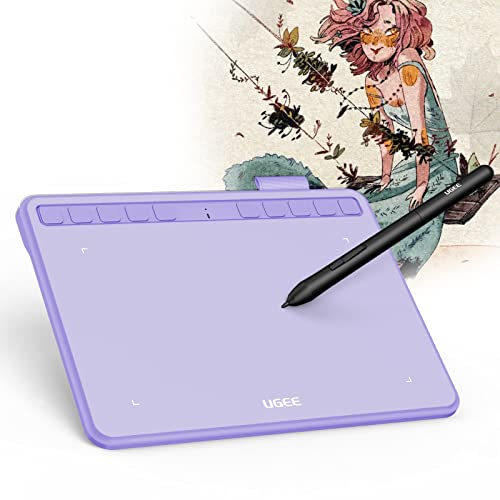 Ugee Drawing Tablet 6.5x4 Inches Computer Graphics Tablets with 10 Hot Keys，Digital Tablet Battery-Free Stylus 8192 Pressure Sensitivity