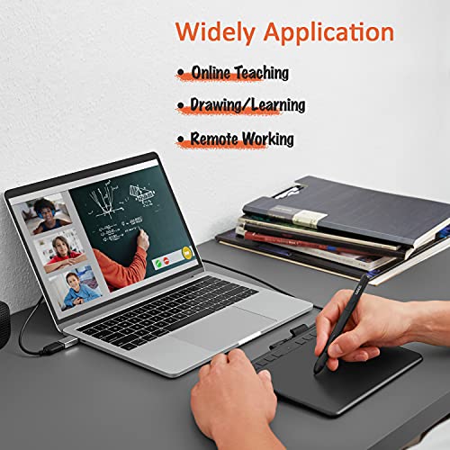 Ugee Drawing Tablet 6.5x4 Inches Computer Graphics Tablets with 10 Hot Keys，Digital Tablet Battery-Free Stylus 8192 Pressure Sensitivity